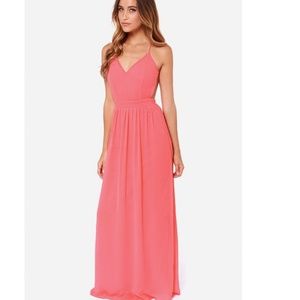 Lulus Rooftop Backless Maxi Dress- Coral